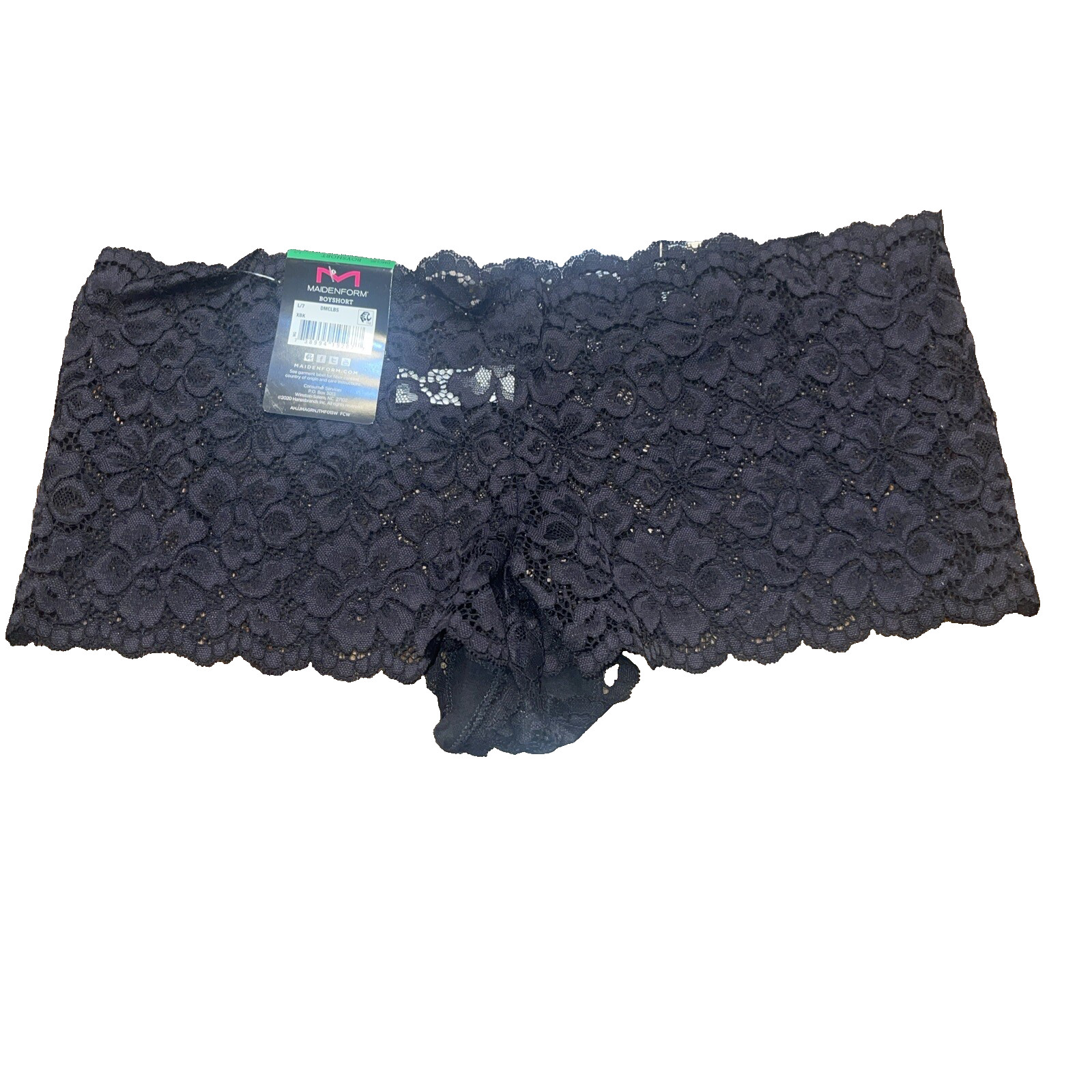 NWT Maidenform Boyshort Panty Sexy Lace Sissy Underwear Womens Large Black Sheer