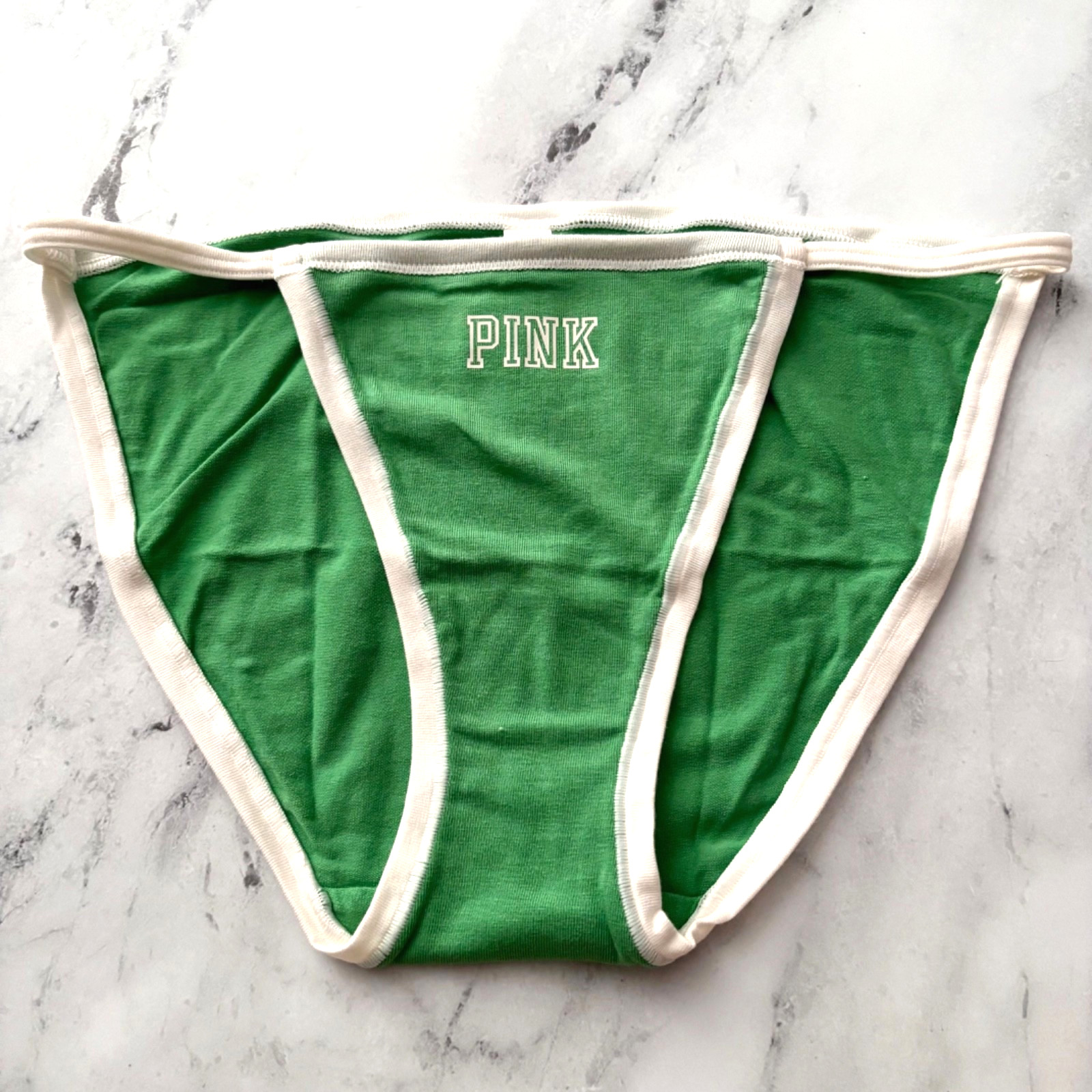 Victoria’s Secret PINK – M Smooth Cotton String Bikini Panty – Neon Green Medium