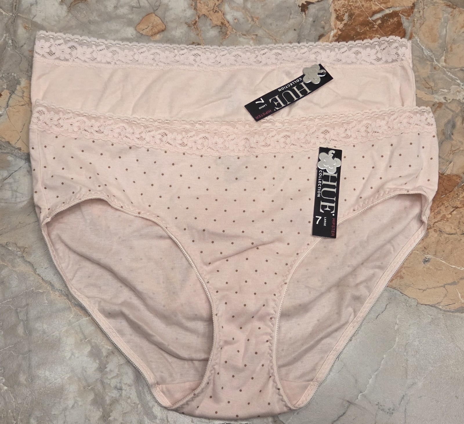 Hue Collection Pima Cotton Hipster Panties 2 In Pack Sz Lg 7 Pink NWT