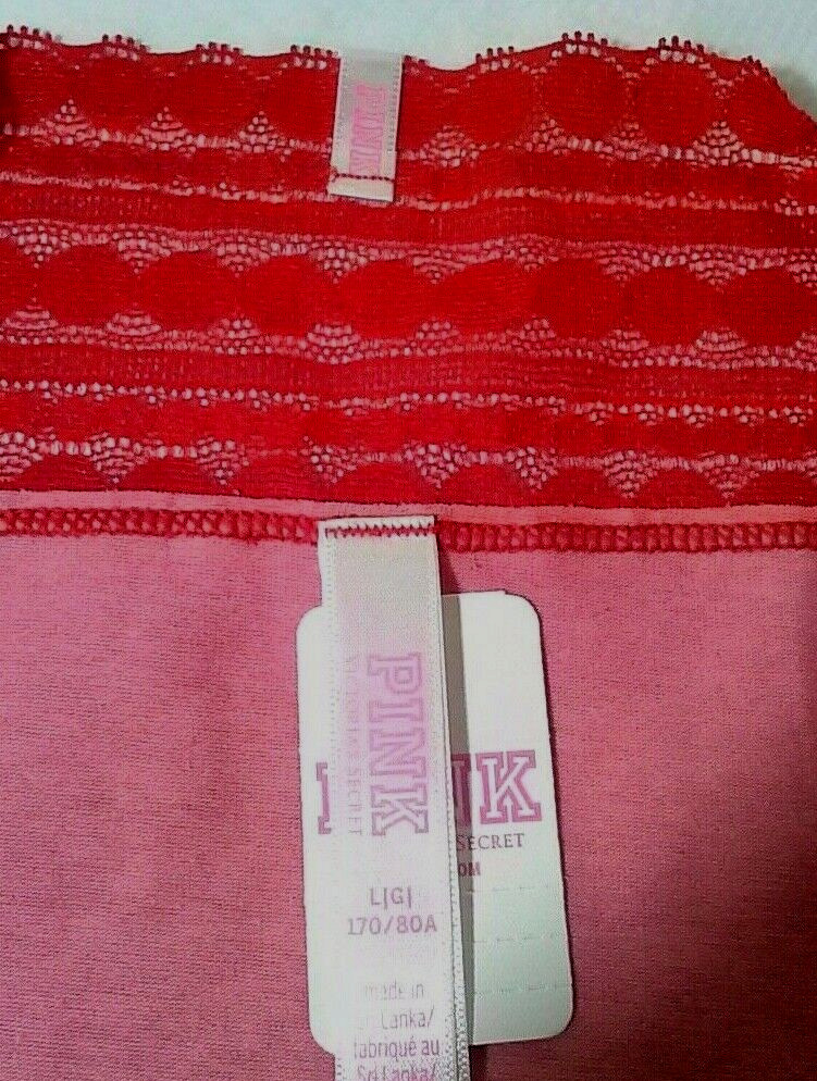 Victoria’s Secret Pink Hipster Panties RED Lace Waist Embellished Golden Stars L