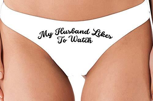 Knaughty Knickers My Husband Likes to Watch Swinger White Thong Underwear