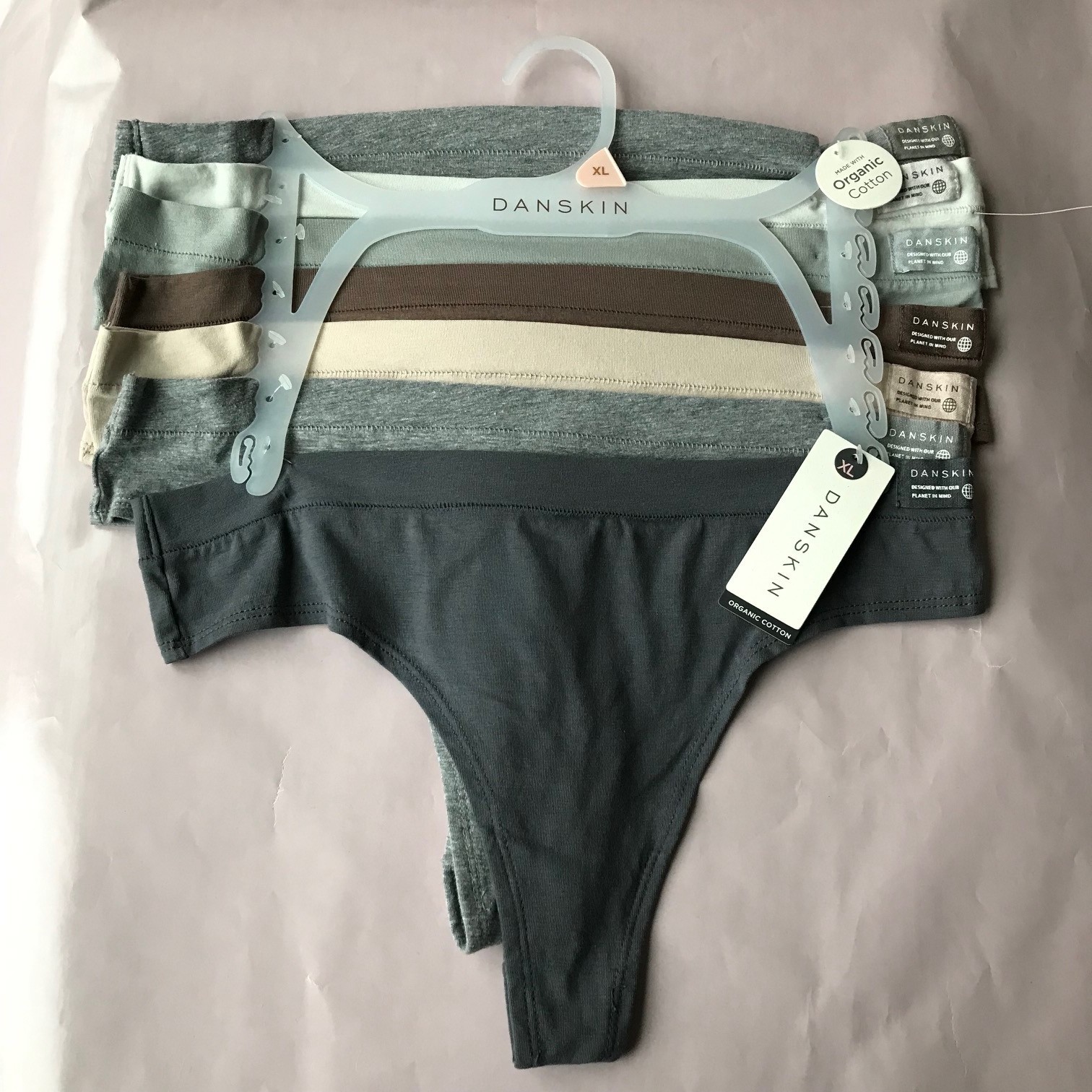 Danskin Intimates Organic Cotton Thong Panties , 7 set, Size : XL