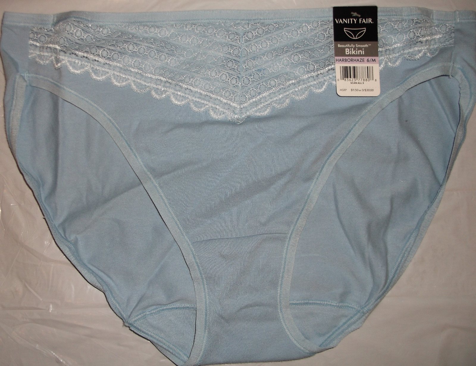 NWT Vanity Fair 18128 Beautifully Smooth Bikini cotton panty panties 5 6 7 8 CLR