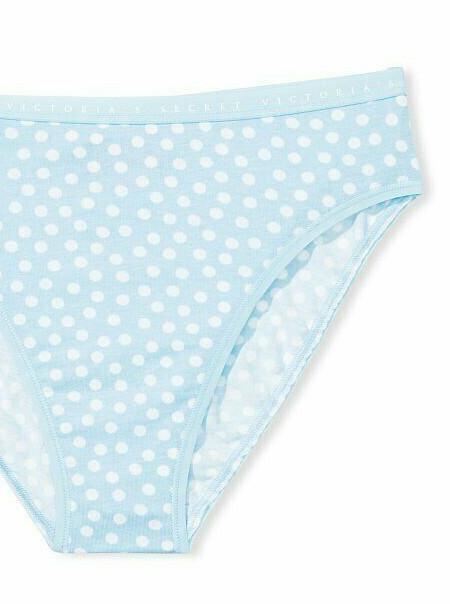 M XL XXL Sky Blue White Dot Cotton Victorias Secret HighLeg Waist Brief Pantie