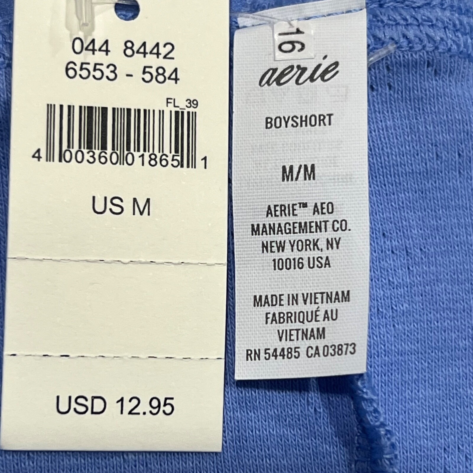 NWT AERIE Boyshort Pantie Sz S-M Blue Cotton Jersey