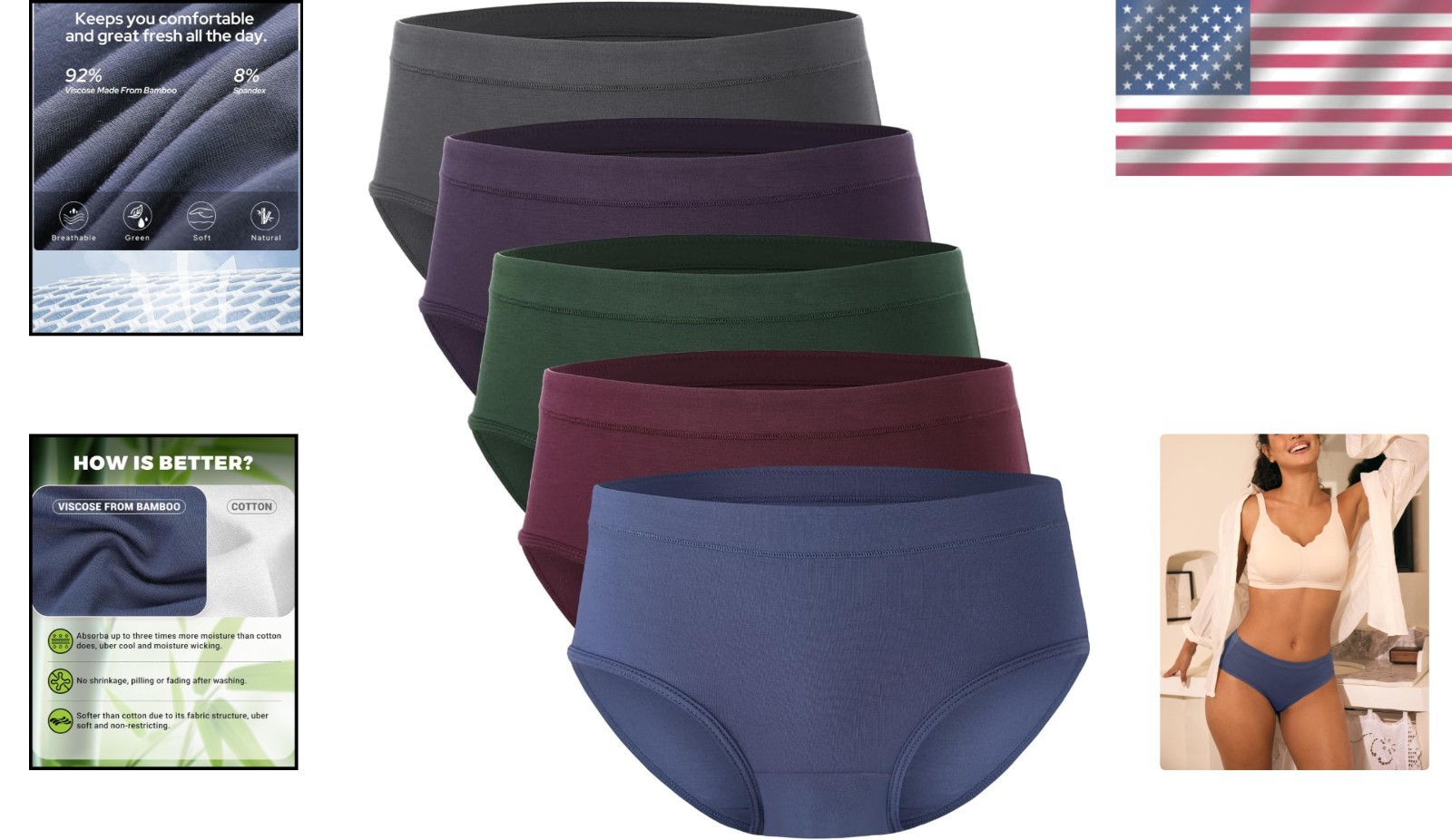 Soft Moisture-Wicking Briefs, 5-Pack