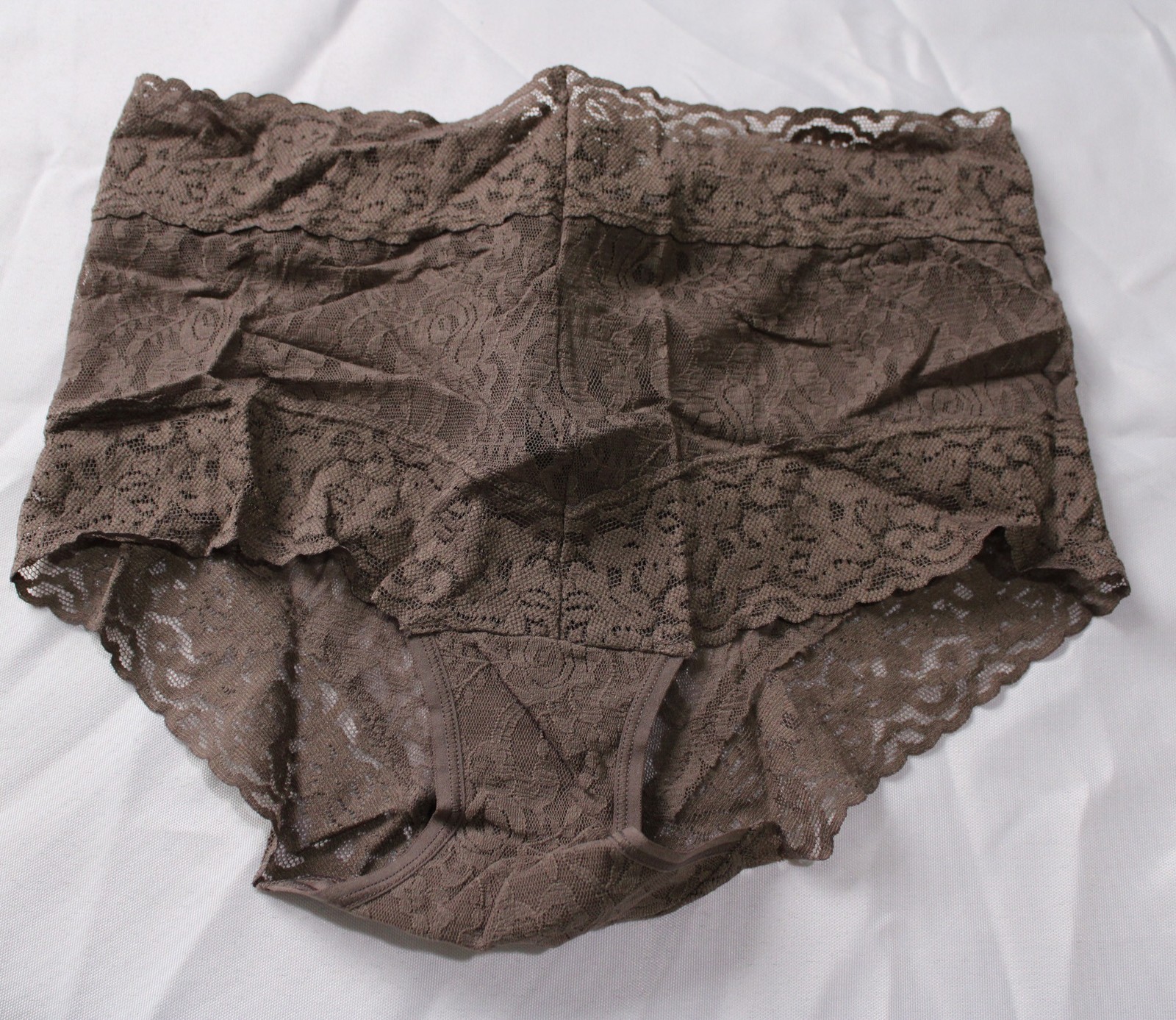 Felina Women’s Signature Stretch Lace High-Waisted Panty DH3 Brown Large NWT