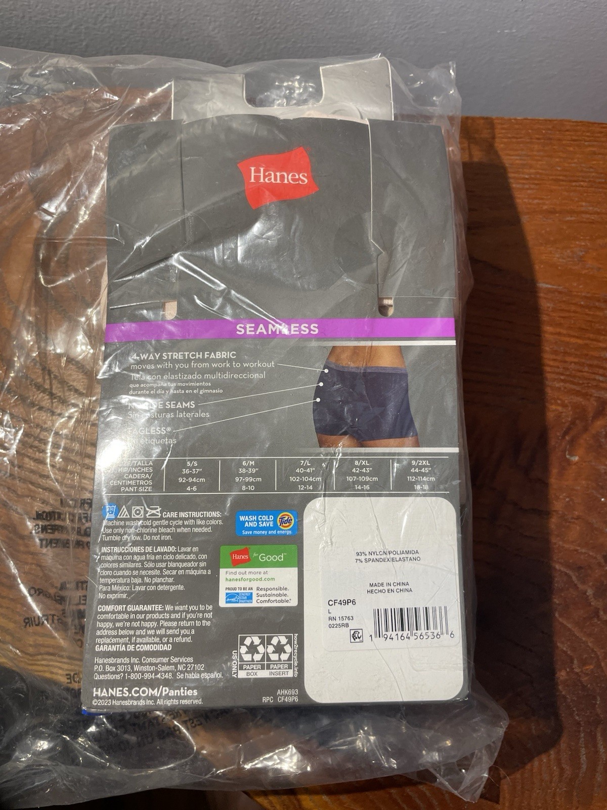 Hanes Comfort Flex Fit Seamless Tagless Stretch Boyshort Panties 6 Pack L