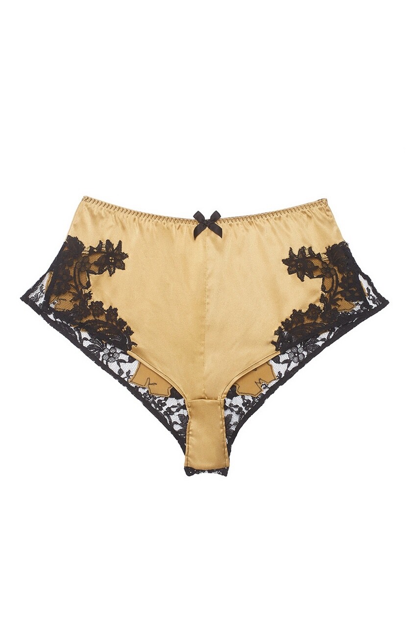 Agent Provocateur Nayeli SOIREE Gold Silk French Knicker Brief AP4 L NWT