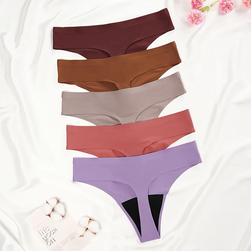Period Thong Panties Low Rise Leak Proof Washable Light Flow Women’s Underwear