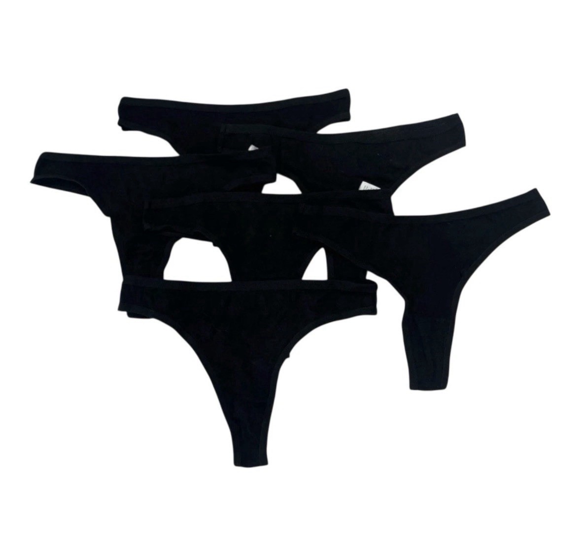 Anzermix Black Cotton Blend 6 Pack Basic Thong Underwear Womens Size Large NEW