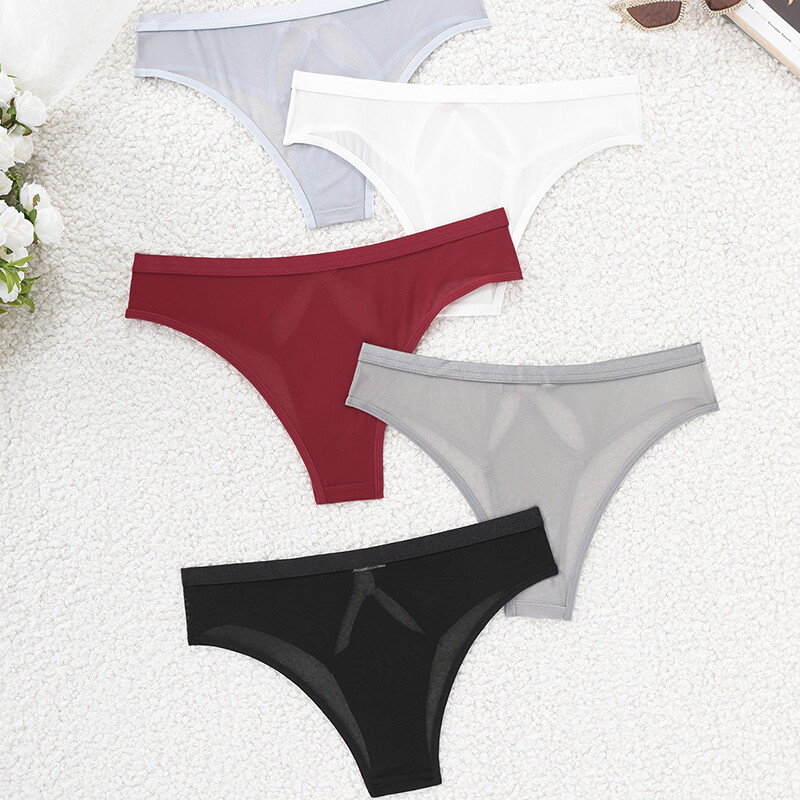 5 Pack Lot Sexy Womens See Through Sheer Panties Briefs Thong Underwear Lingerie