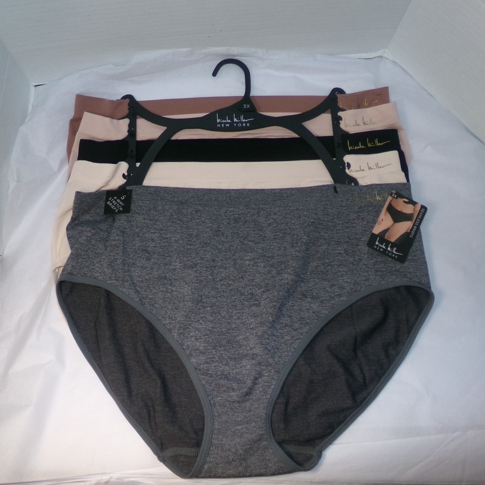Nicole Miller New York Womens 5 Pack Seamless Briefs 4-Way Stretch 3X