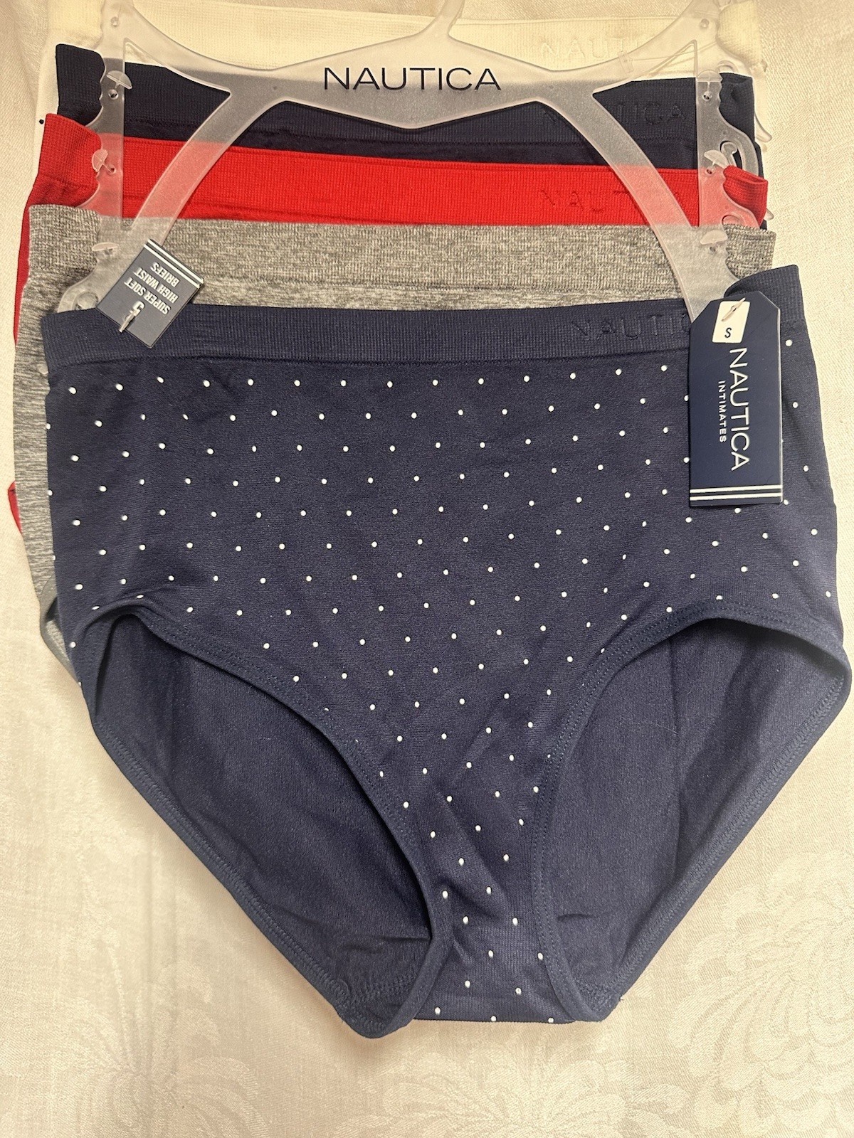 Nautica Super Soft High Waist Briefs 5 Pack 2 Polka Dot 3 Solid Size Small NWT