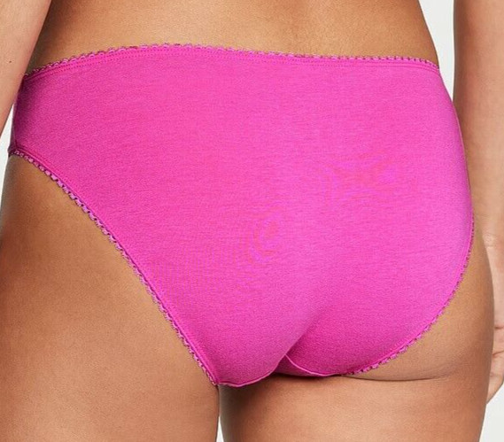 XS Fuchsia Pink Scatter Rhinestone Stretch Cotton Victoria’s Secret BIKINI Panty