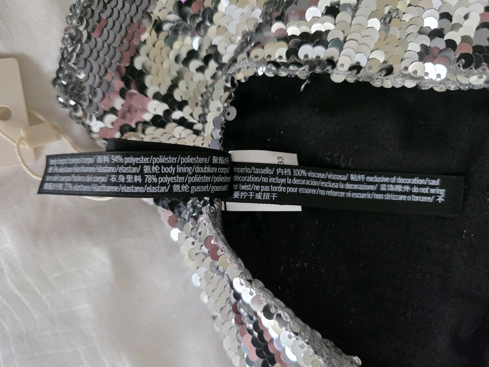 For Love & Lemons x VS Maia High Waist Y2K Panty Medium Silver Sequin XS