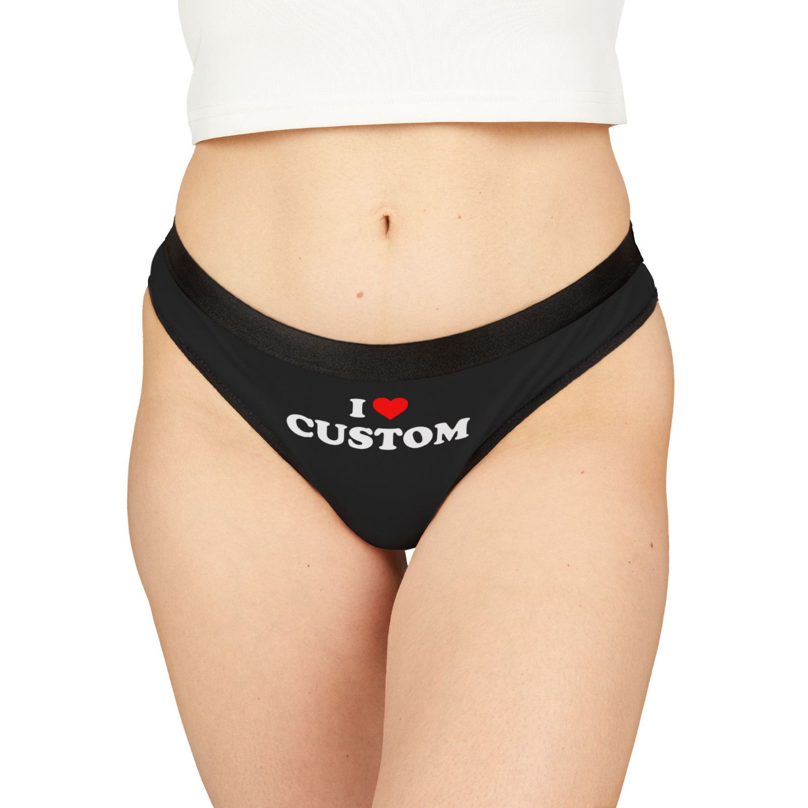 I HEART LOVE CUSTOM TEXT NAME LOVE VALENTINE WOMEN’S UNDERWEAR PANTIES THONG