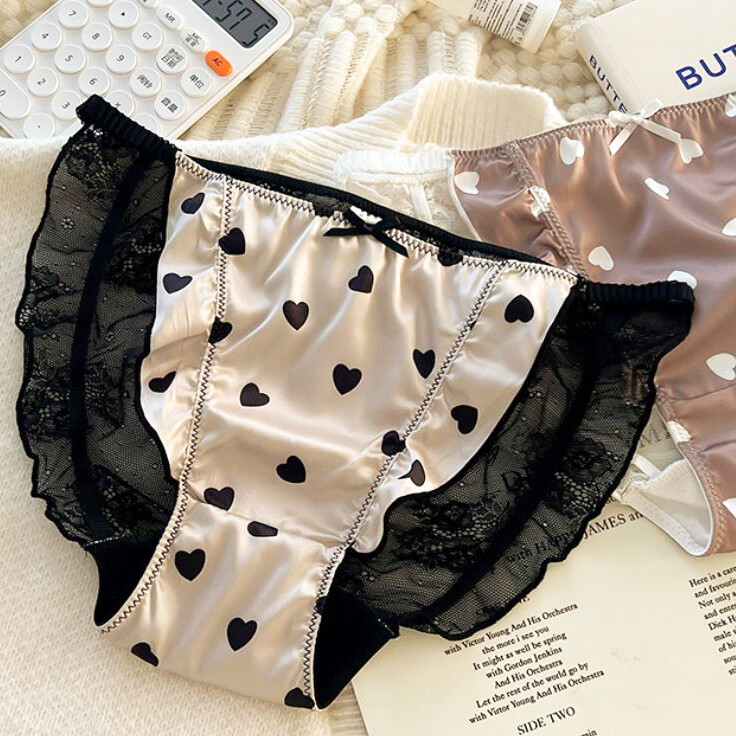 3 Pack Lot Sexy Womens Satin Panties Underwear Polka Dot Sheer Briefs Lingeries