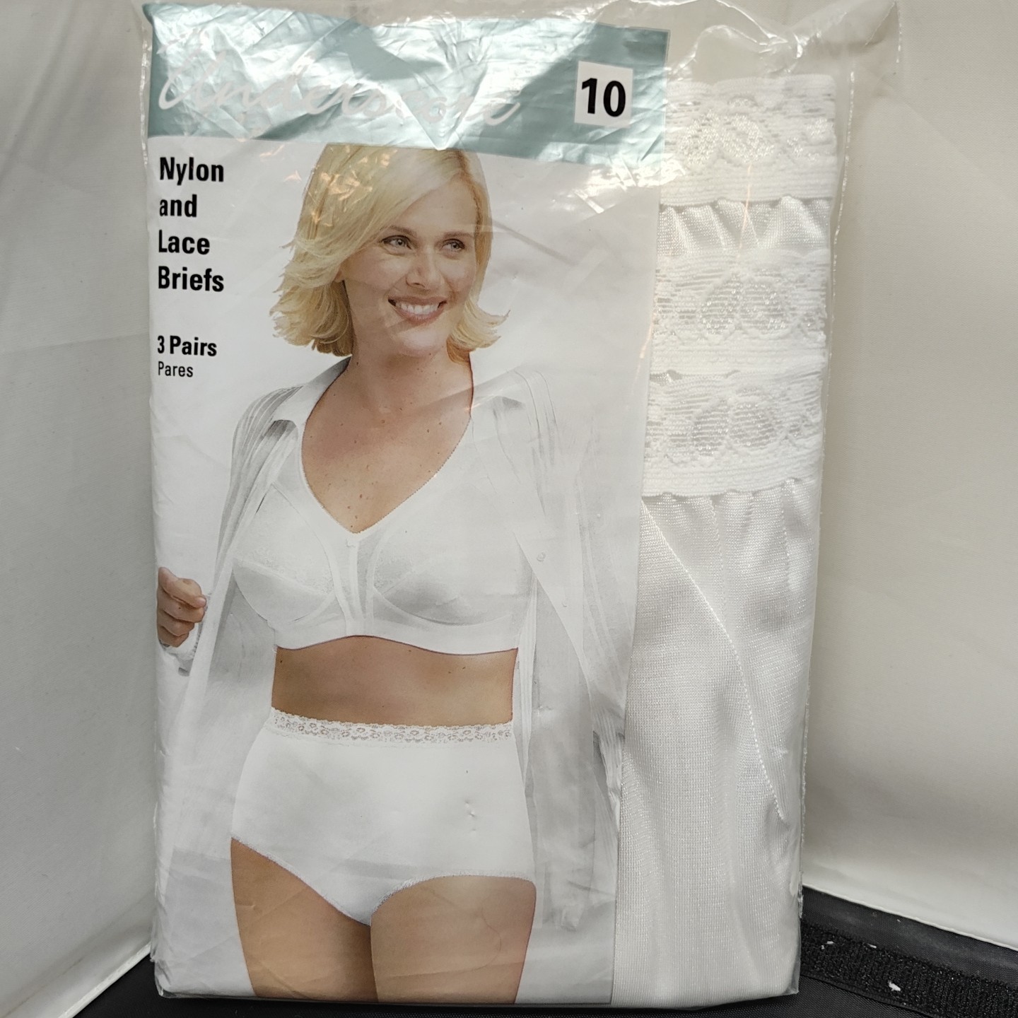 Underscore Women’s 3 Pack Size 10 3XL Nylon And Lace Briefs JCP White
