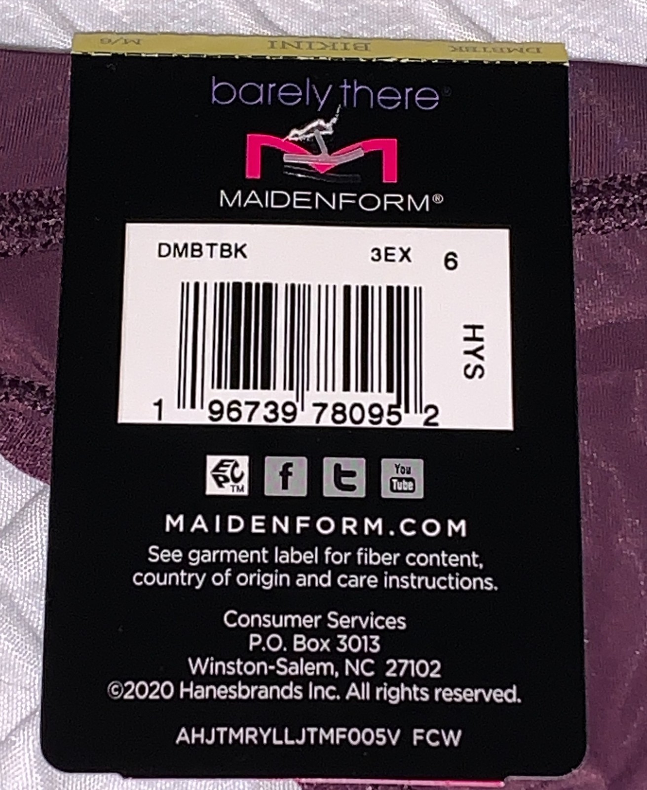 MAIDENFORM Barely There Invisible Look Quartz Purple Bikini Panty Womens M 6 L 7