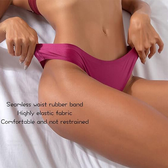 6 Pack Lot Womens Ice Silky Panties Briefs Seamless Thongs Underwear Lingeries