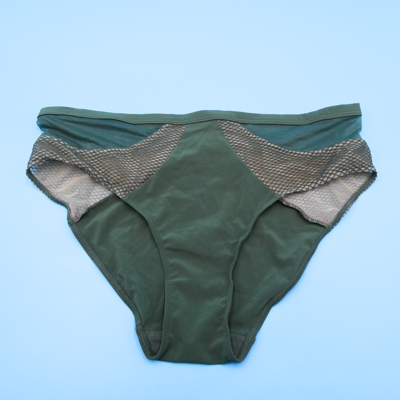 Elle MacPherson Body Medium Green Mesh Brazilian Brief Panties Lingerie New