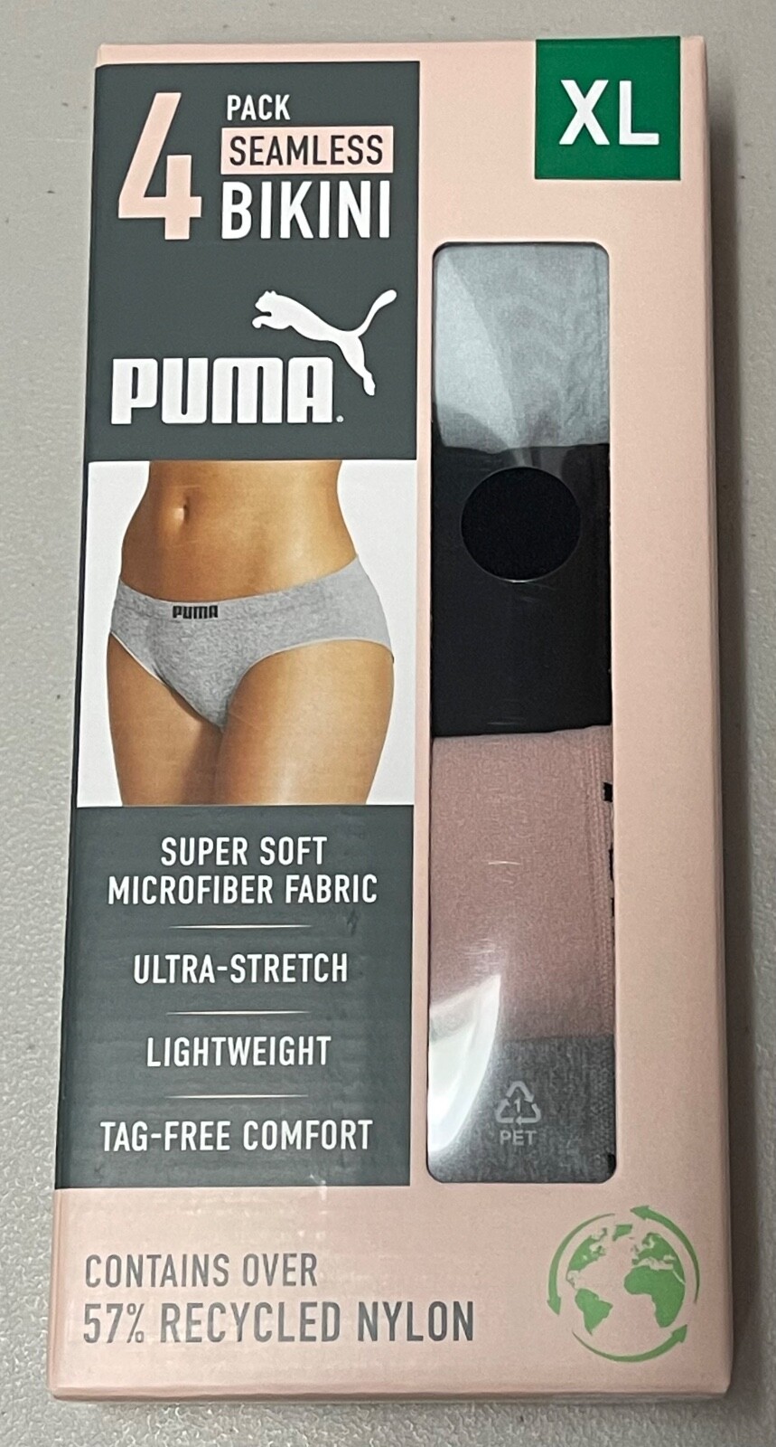 Puma Women’s 4-Pack Seamless Bikini, Multicolor, Size XL