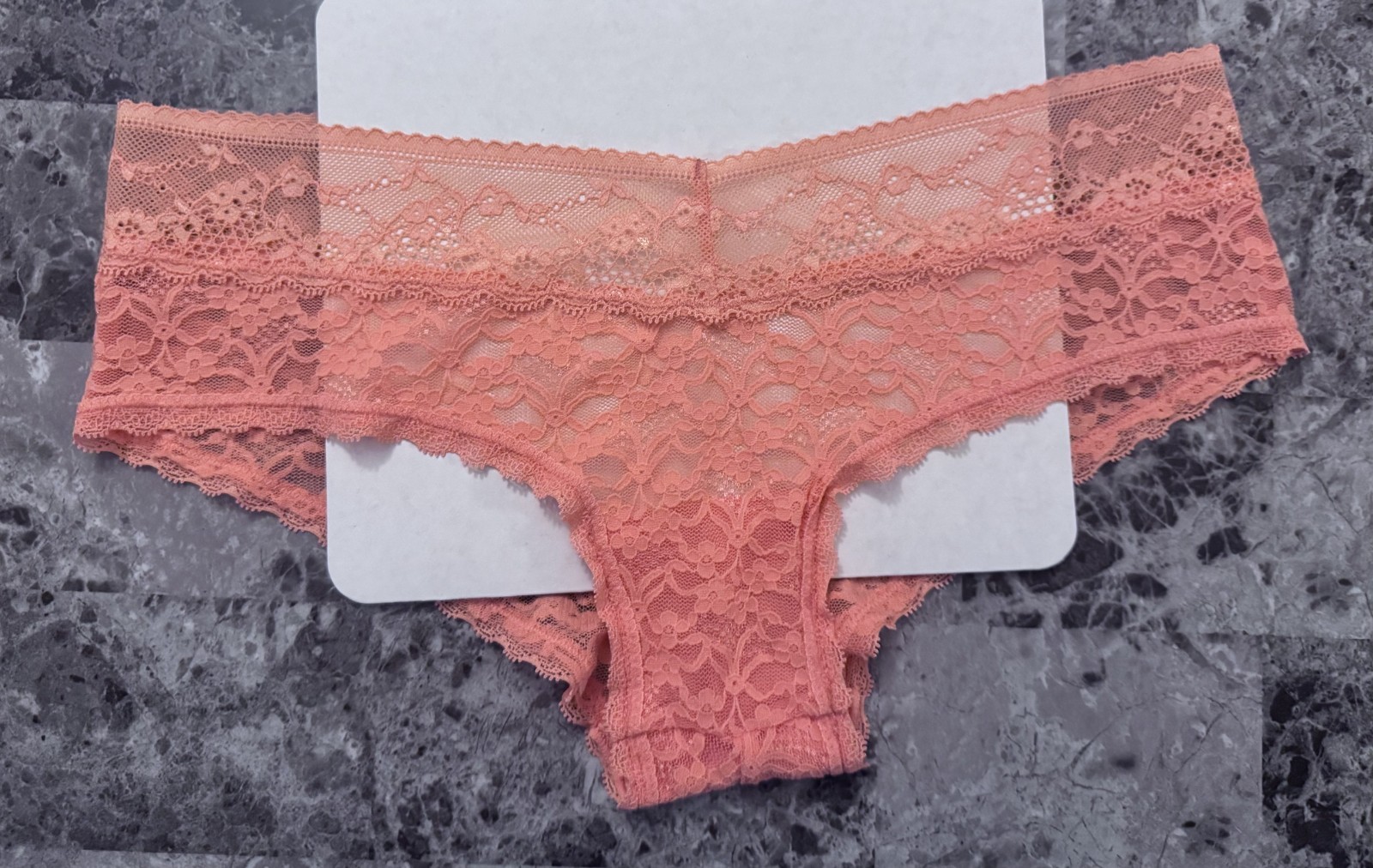 NWT AERIE AMERICAN EAGLE M CORAL PEACH FLORAL LACE HIPHUGGER HIPSTER PANTIES