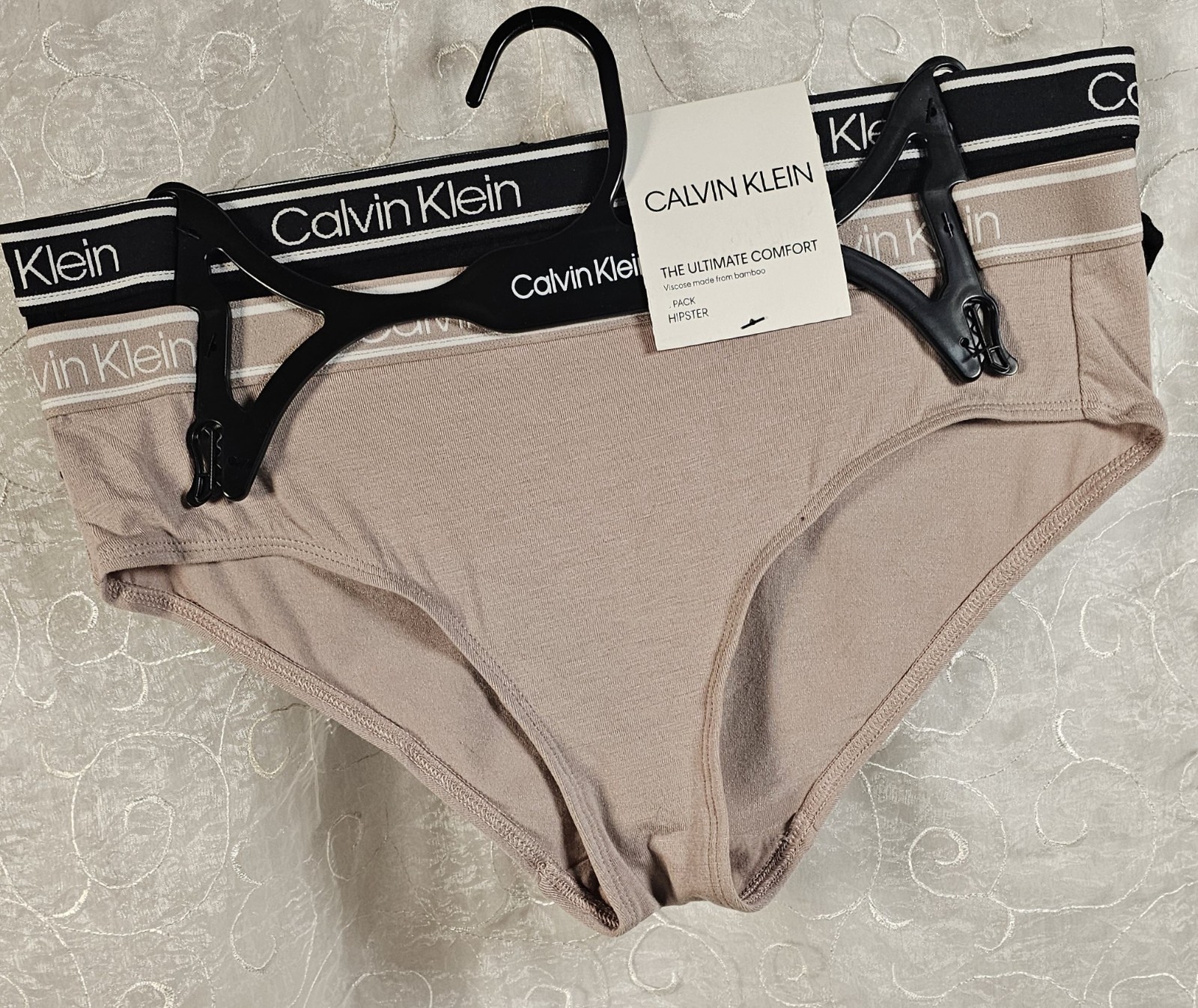 Calvin Klein 2 Pack Ultimate Comfort Hipsters Small Tan, Black FREE SHIPPING!