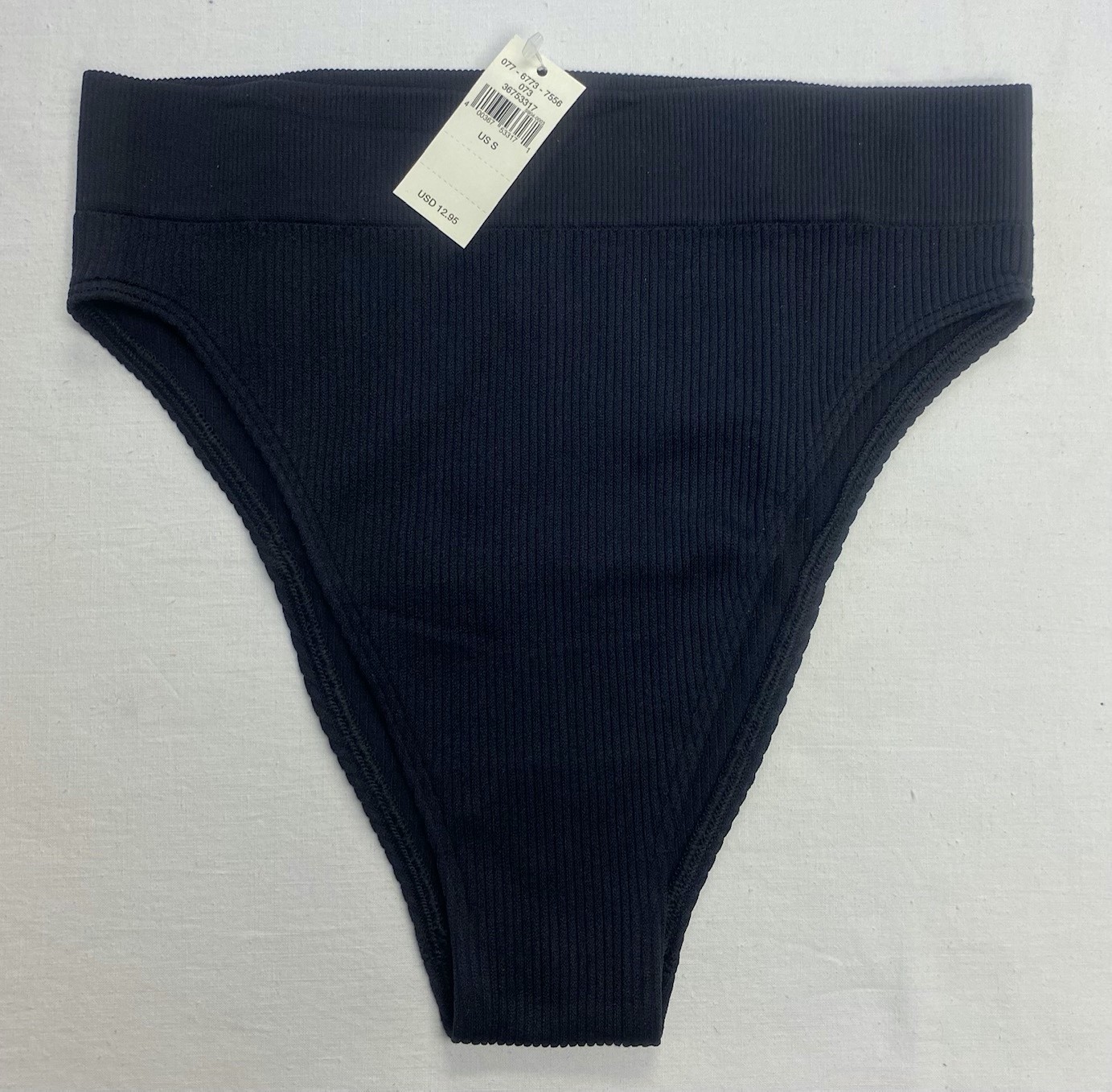 Aerie Ribbed High Cut Bikini Underwear — TRUE BLACK S