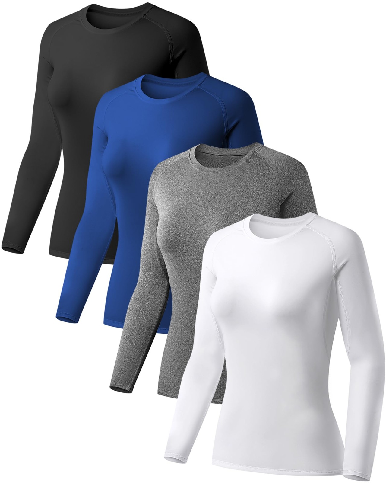 4 Pack Women’s Compression Shirt Long Sleeve Performance Workout Baselayer At…