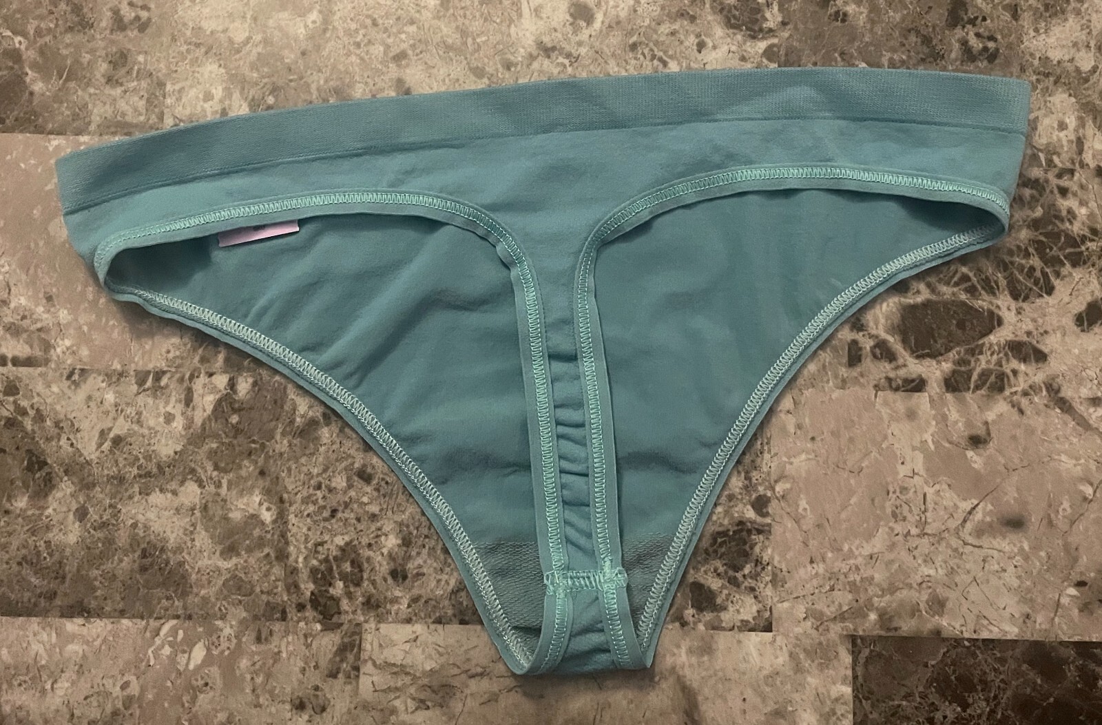 NWT ISABELLA DEMARCO LARGE SEA GREEN BLUE STRETCH SEAMLESS RARE THONG PANTIES
