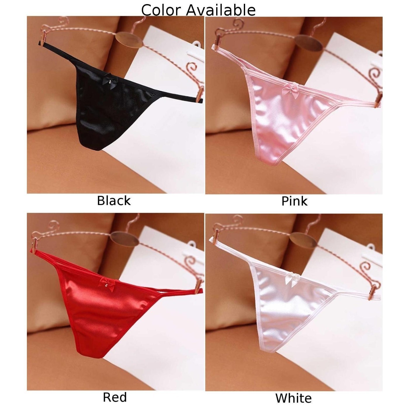 Womens Silky Satin G-String Bikini Thongs Panties T-back Sexy-Underwear M-XXL