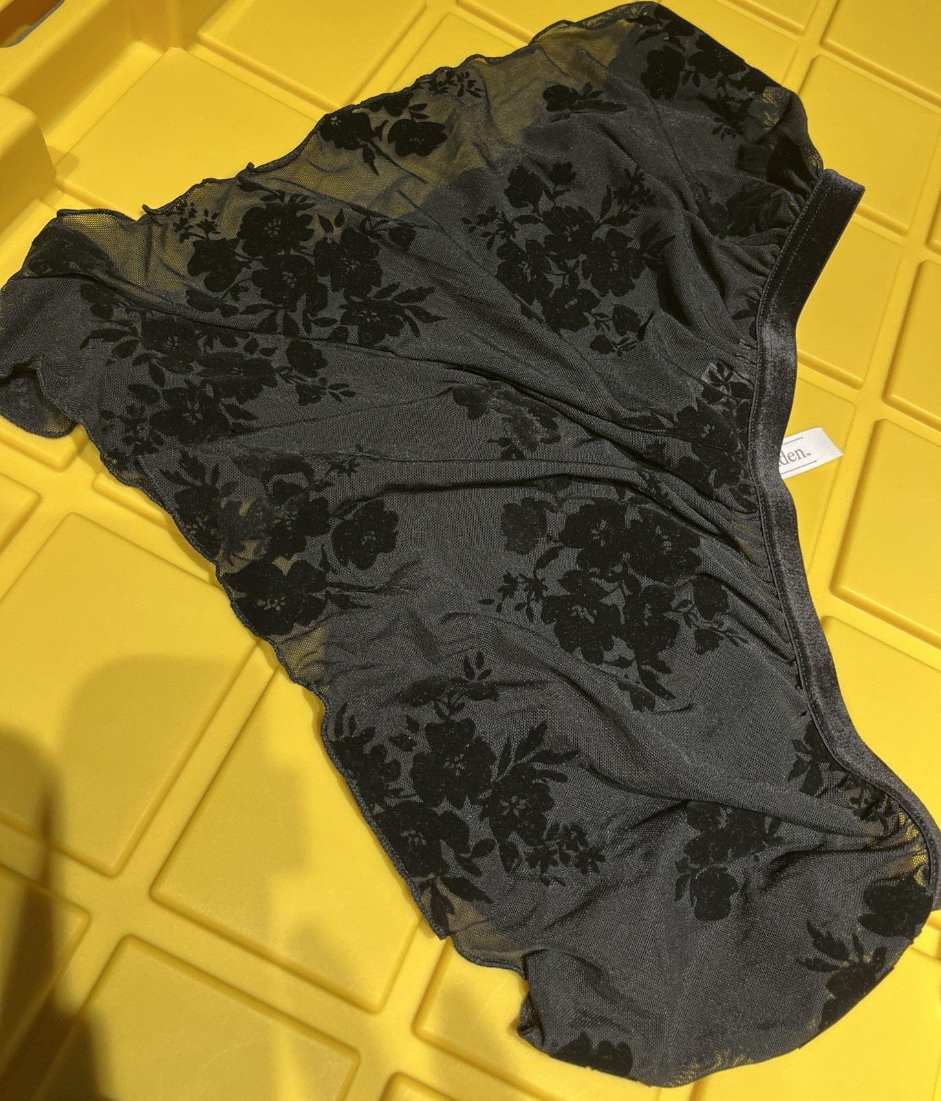 Auden Women’s Sheer Semi-Transparent Mesh Floral Brief Panties, Black S