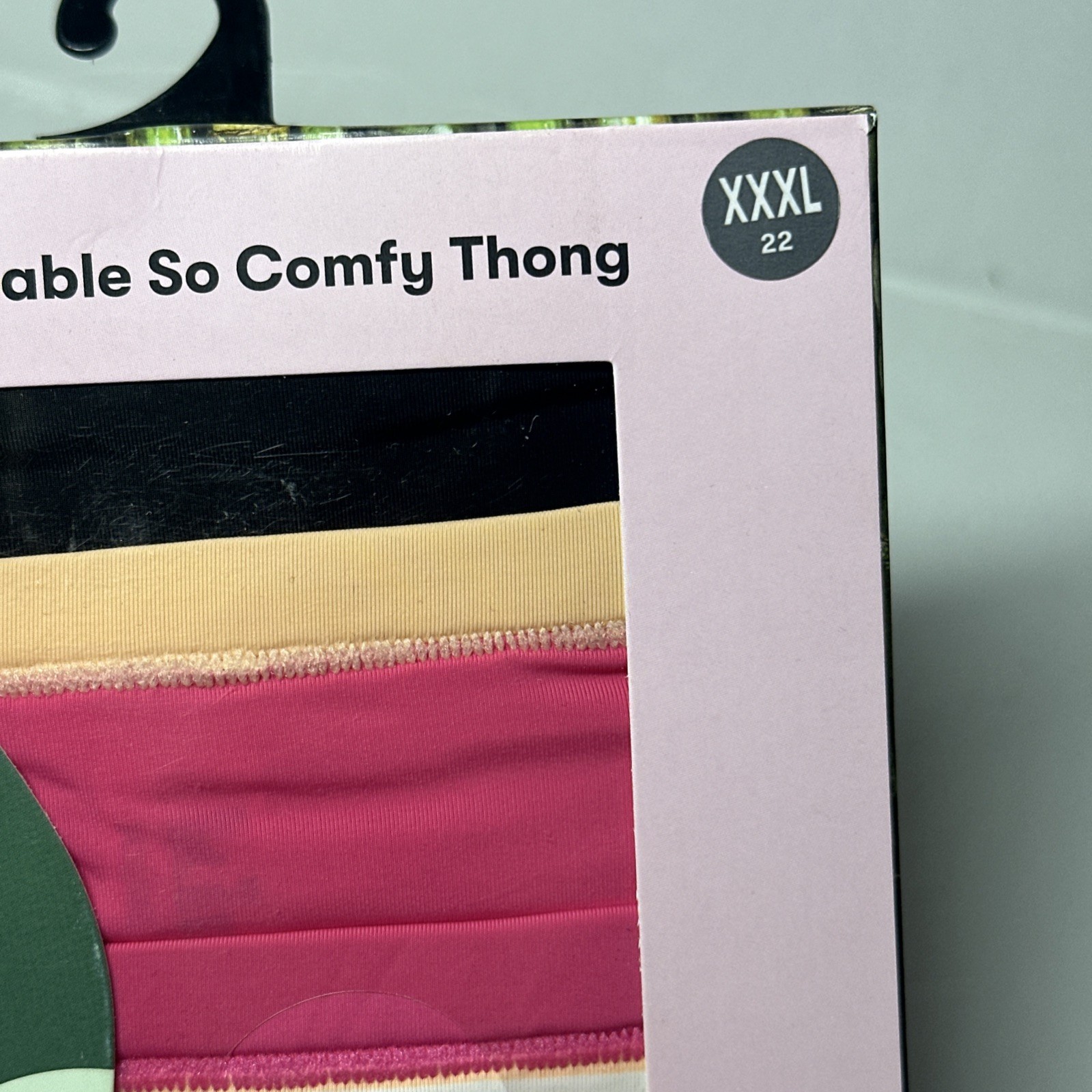 Kindly Yours So Comfy Thong Underwear 4-Pack XXL (20)Pink,Magenta,Stripe,Black