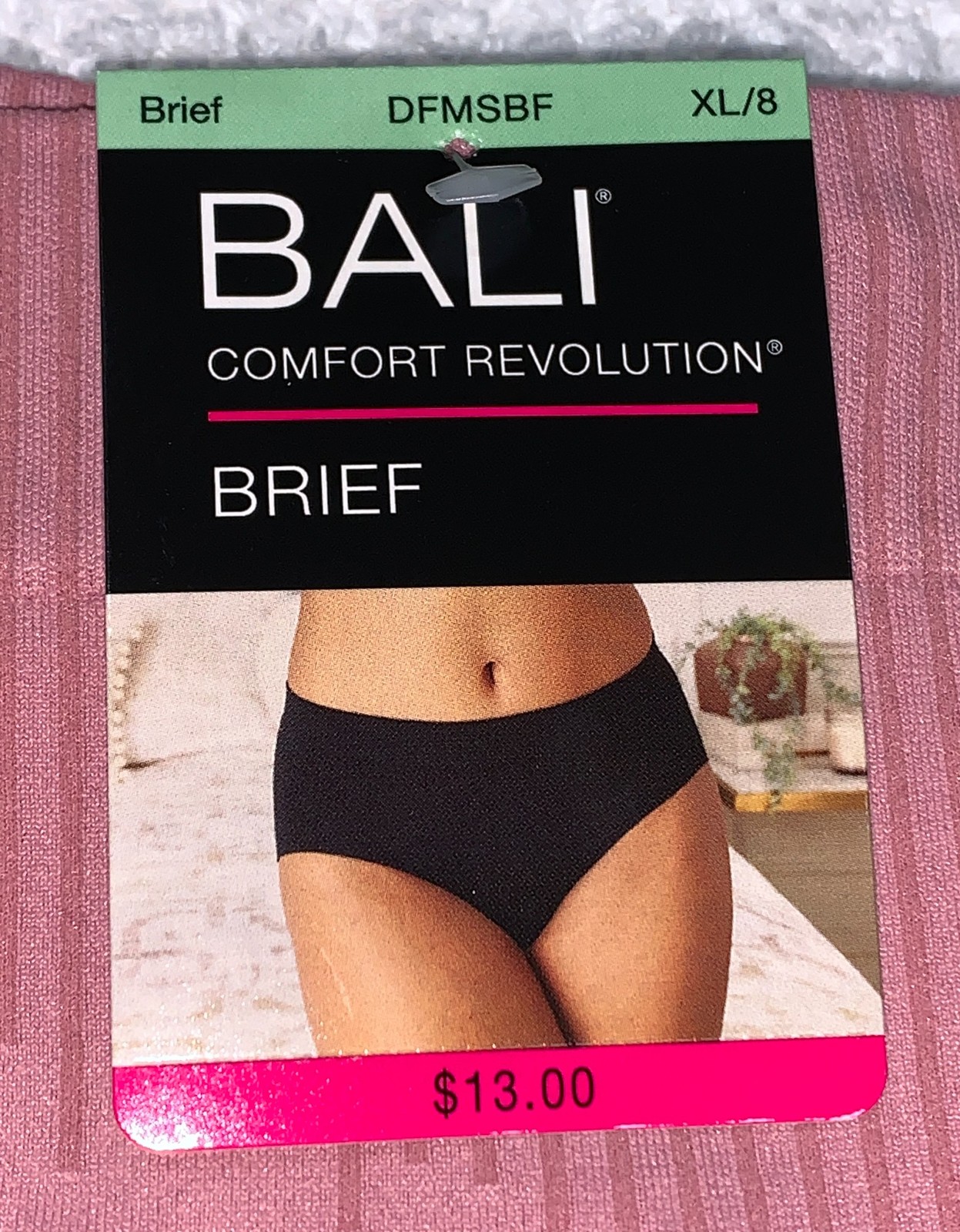BALI Comfort Revolution Modern Seamless Mauve Pink Brief Panty Womens M L XL