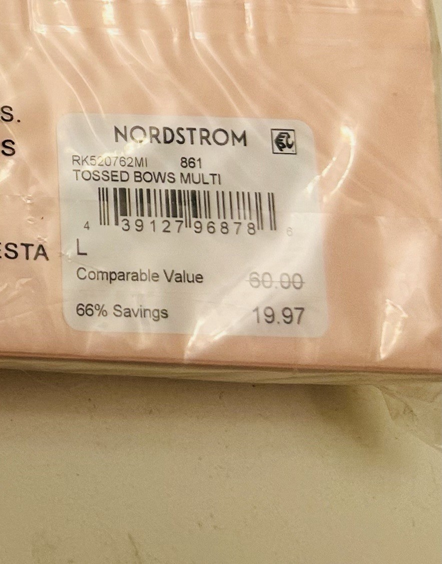 Nordstrom Tossed Bows Multipack Thong Panties L Multicolor Valentines Gift NWT