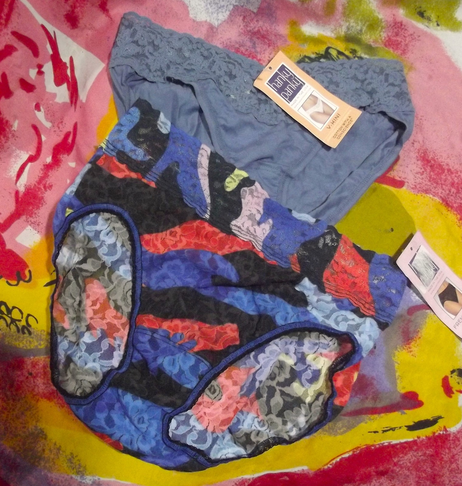 2 NEW HANKY PANKY 892201 WINB V-KINI & 7F2132 FRENCH BRIEF PANTIES XS