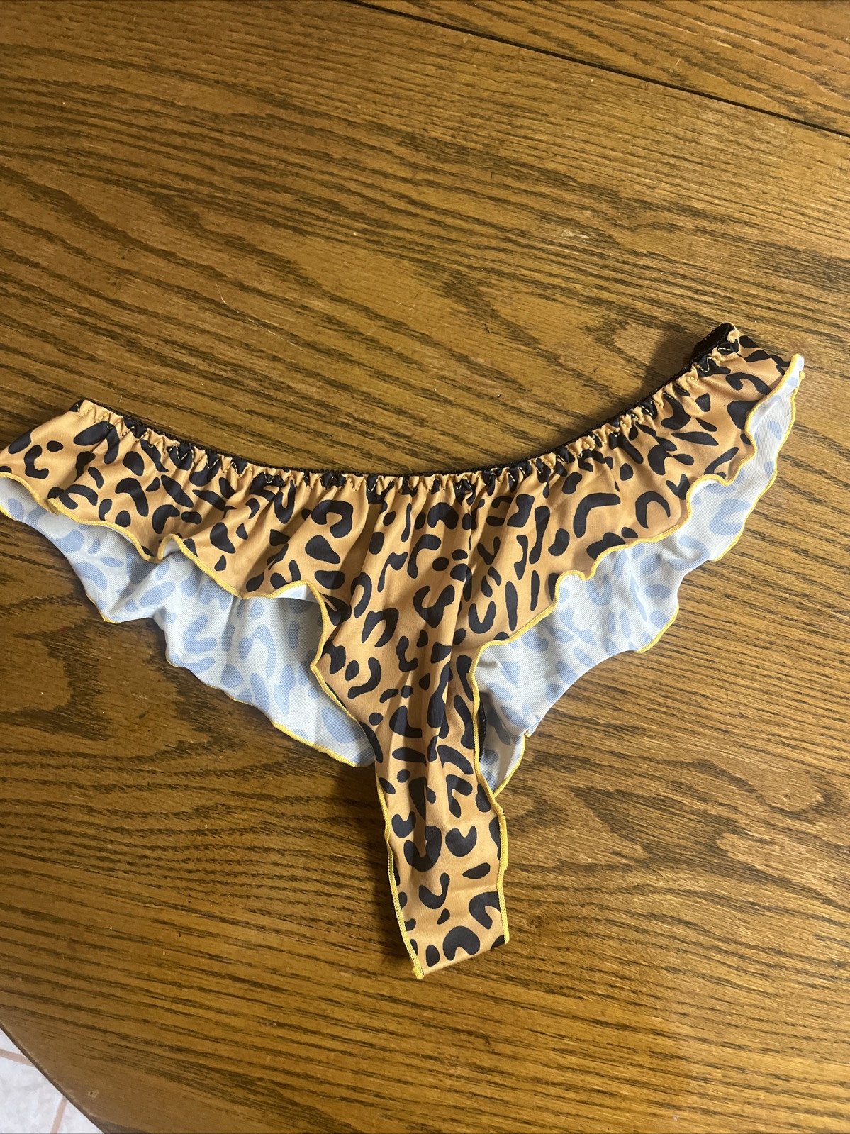 shein leopard tanga animal print Thong String Panties panty NWT ruffle large