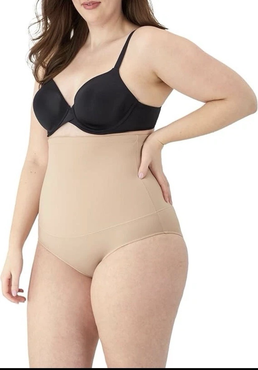 Maidenform Firm Control High Waist Brief Panty Women Beige Cool Comfort Size L