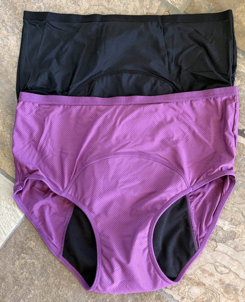 EVERDRIES Lot of 2 9/2XL Black Purple Leakproof Incontinence Brief Panties NEW