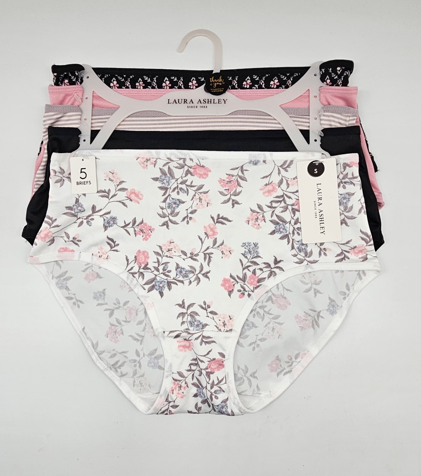 LAURA ASHLEY 5 Pk Women S M Soft Microfiber Brief Panties Black Beige Pink Cream