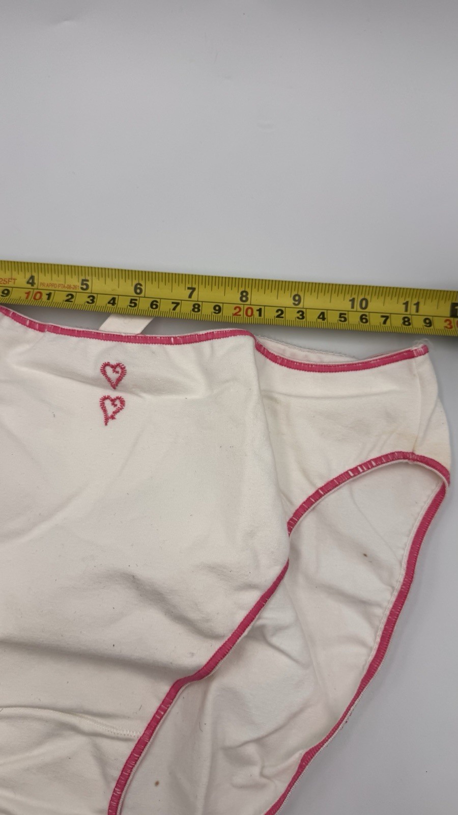 Victorias Secret 1999 White Hi Cut Brief Pink Hearts Trim VS Catalog Package XL