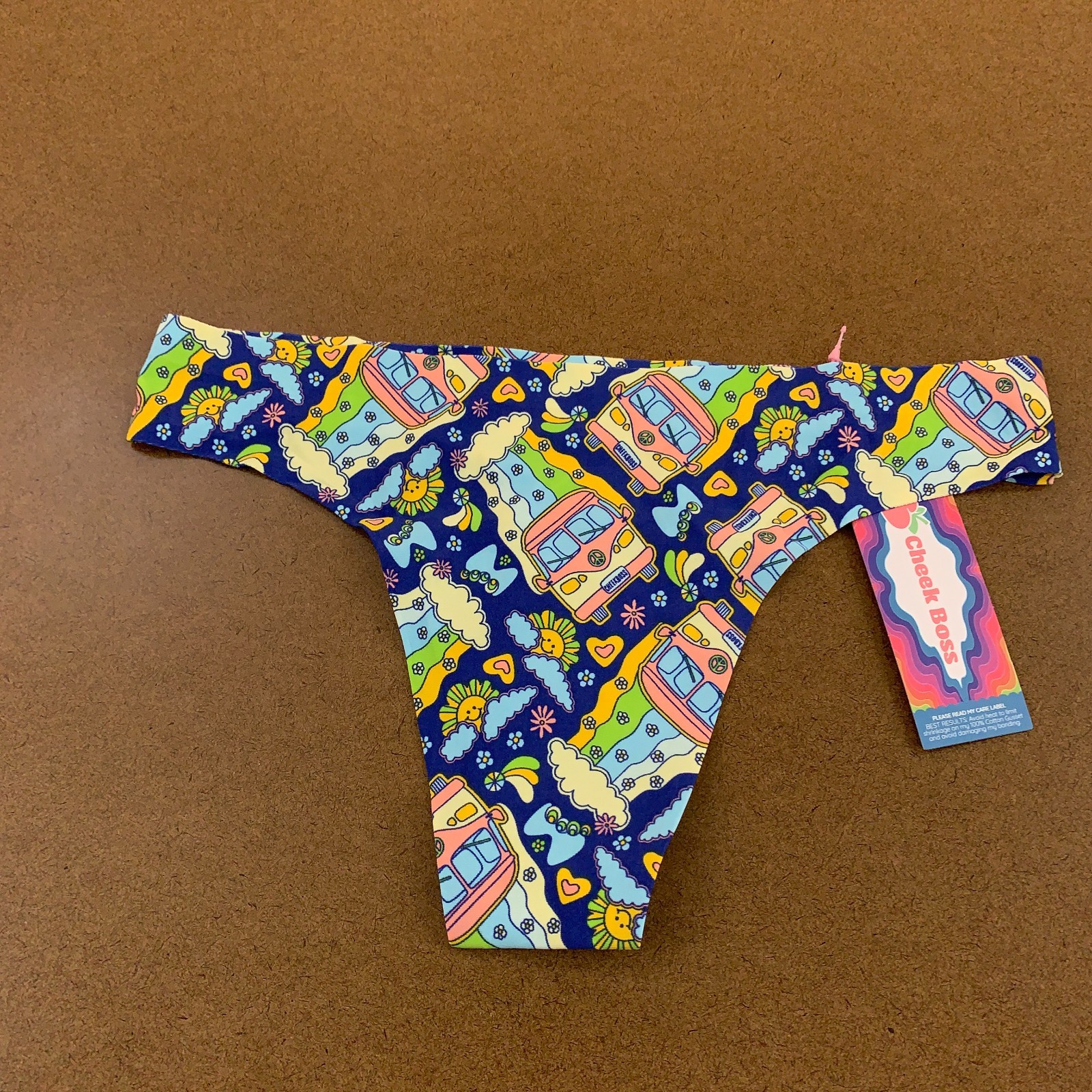 Cheek Boss Womens Size XS Colorful Print Thong Panty NWT