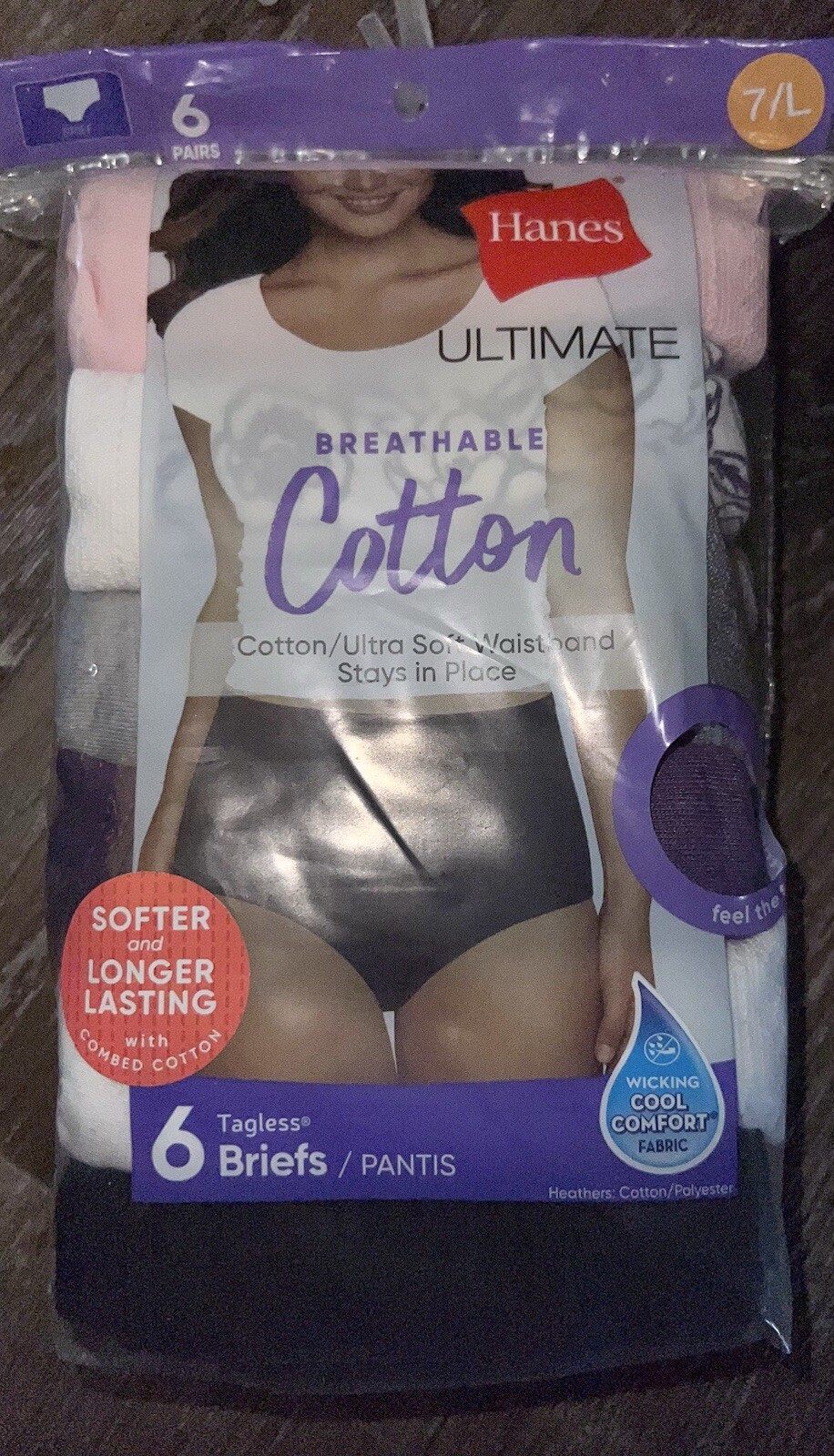Hanes Ultimate ~ 6-Pair Women’s Brief Underwear Panties Cotton Breathable ~ L/7