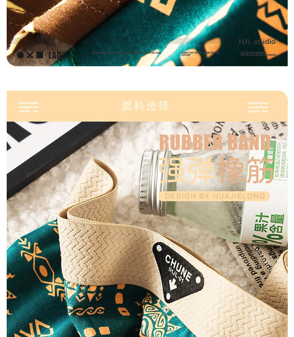 3PCS/Pack 100% Cotton Vintage Print Women’s Panties Super Soft Hygroscopic