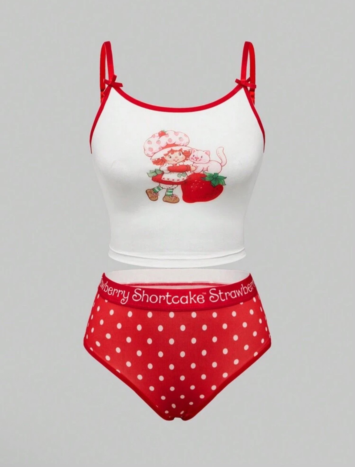 ROMWE Strawberry Shortcake Cami Tank & Boyshorts Panties y2k Cutesy Kawaii S-L