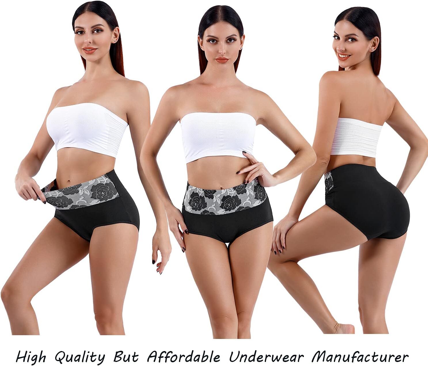 5Pack Womens High Waist Underwear Tummy Control briefs,Postpartum Cotton Panties