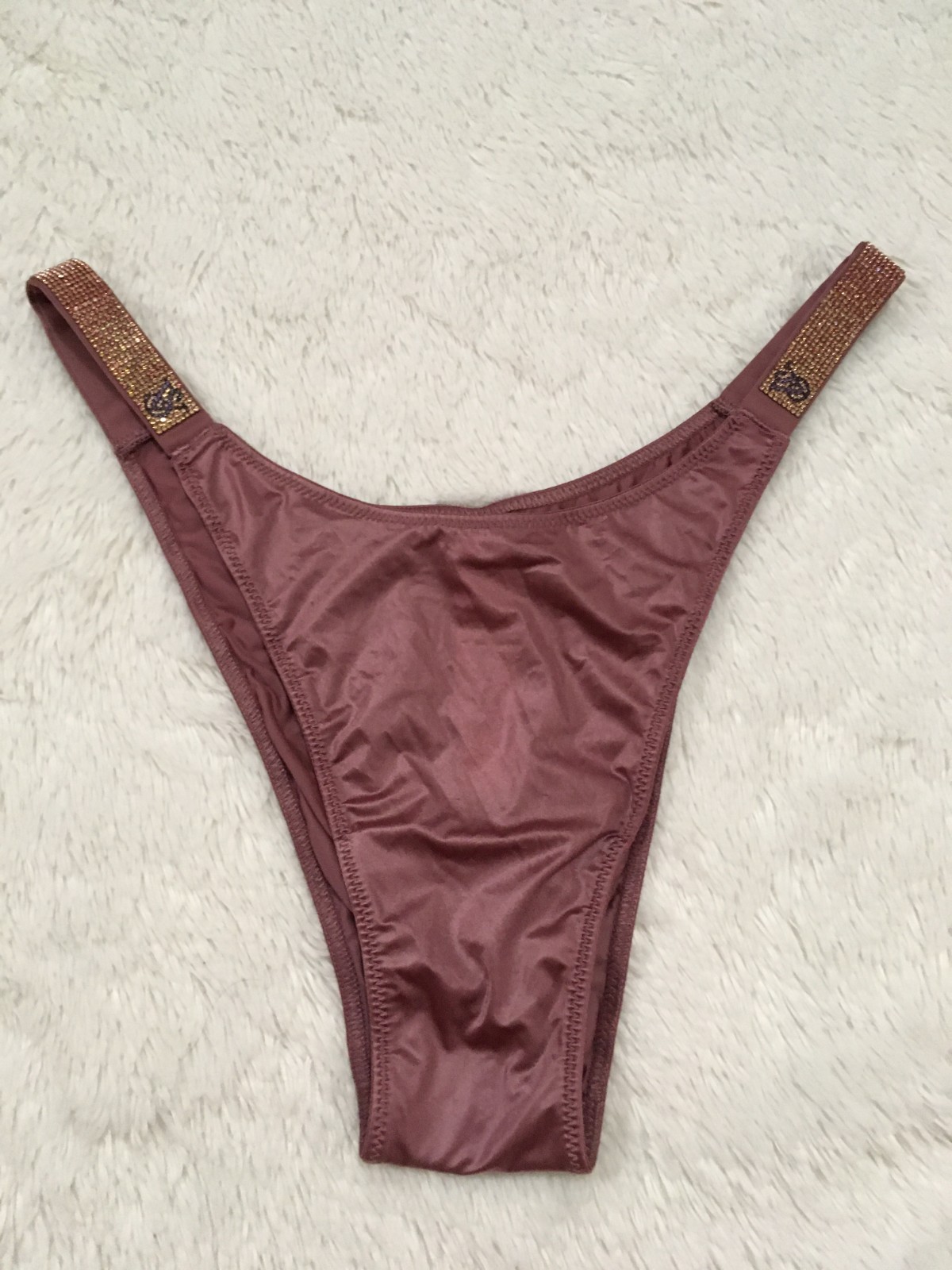 XL VICTORIA’S SECRET Shine Strap Brazilian Panty RHINESTONE Ombre Purple Vapor