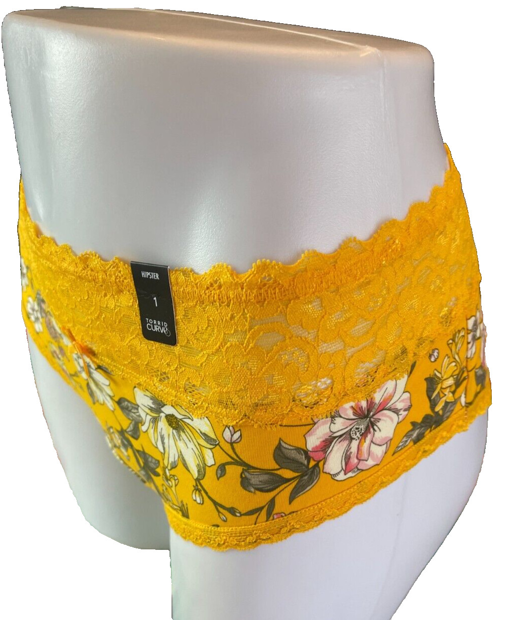 Torrid 1 Marigold Floral Wide Scallop Lace Waistband Cotton Hipster Panties